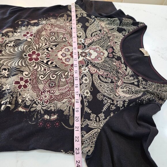 Blue Canyon 2X Paisley Embellished Rhinestone Y2K Black Goth Top - Picture 6 of 9